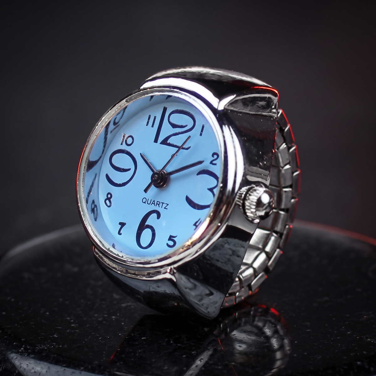 Retro Watch Ring - Pop Blue