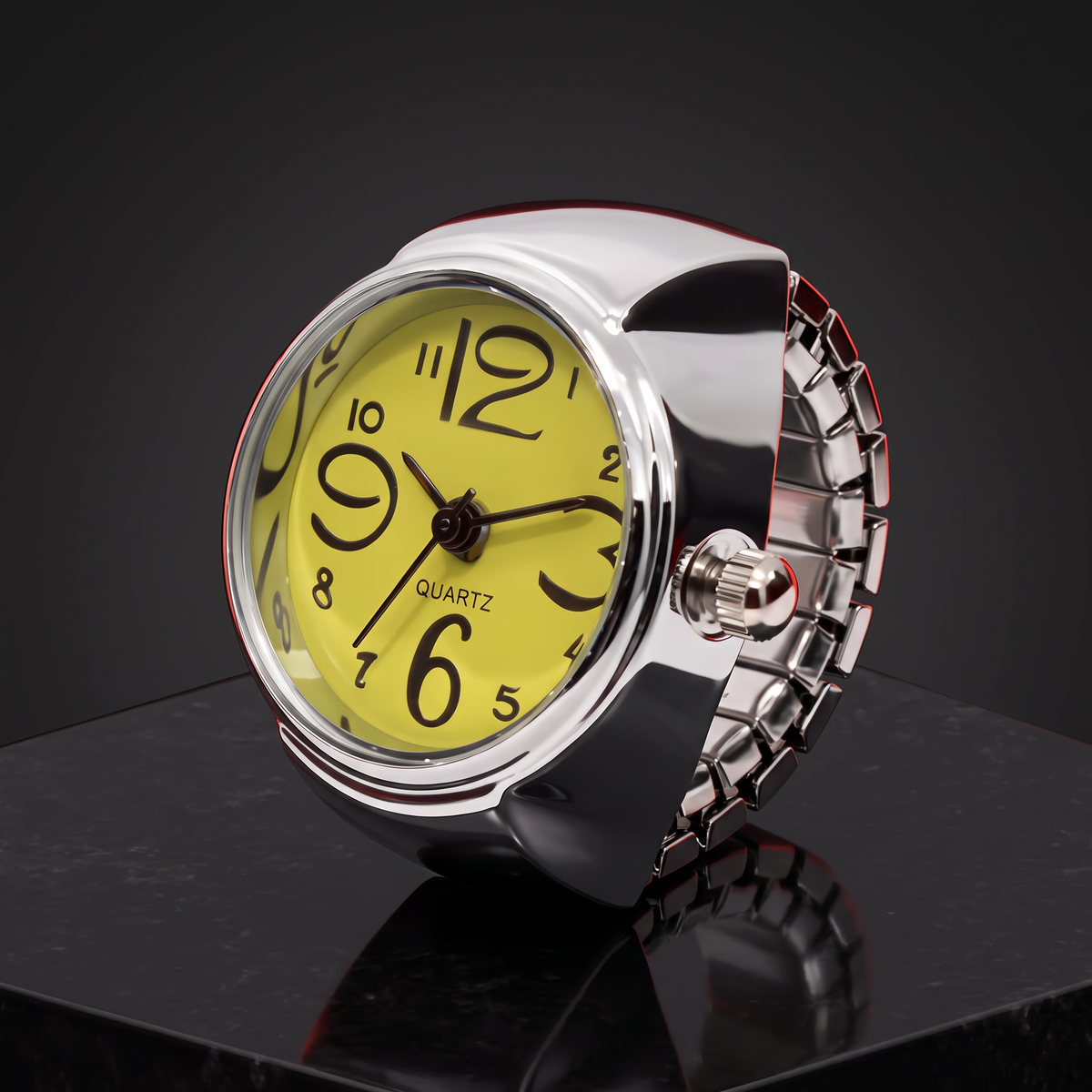 Retro Watch Ring - Pop Yellow