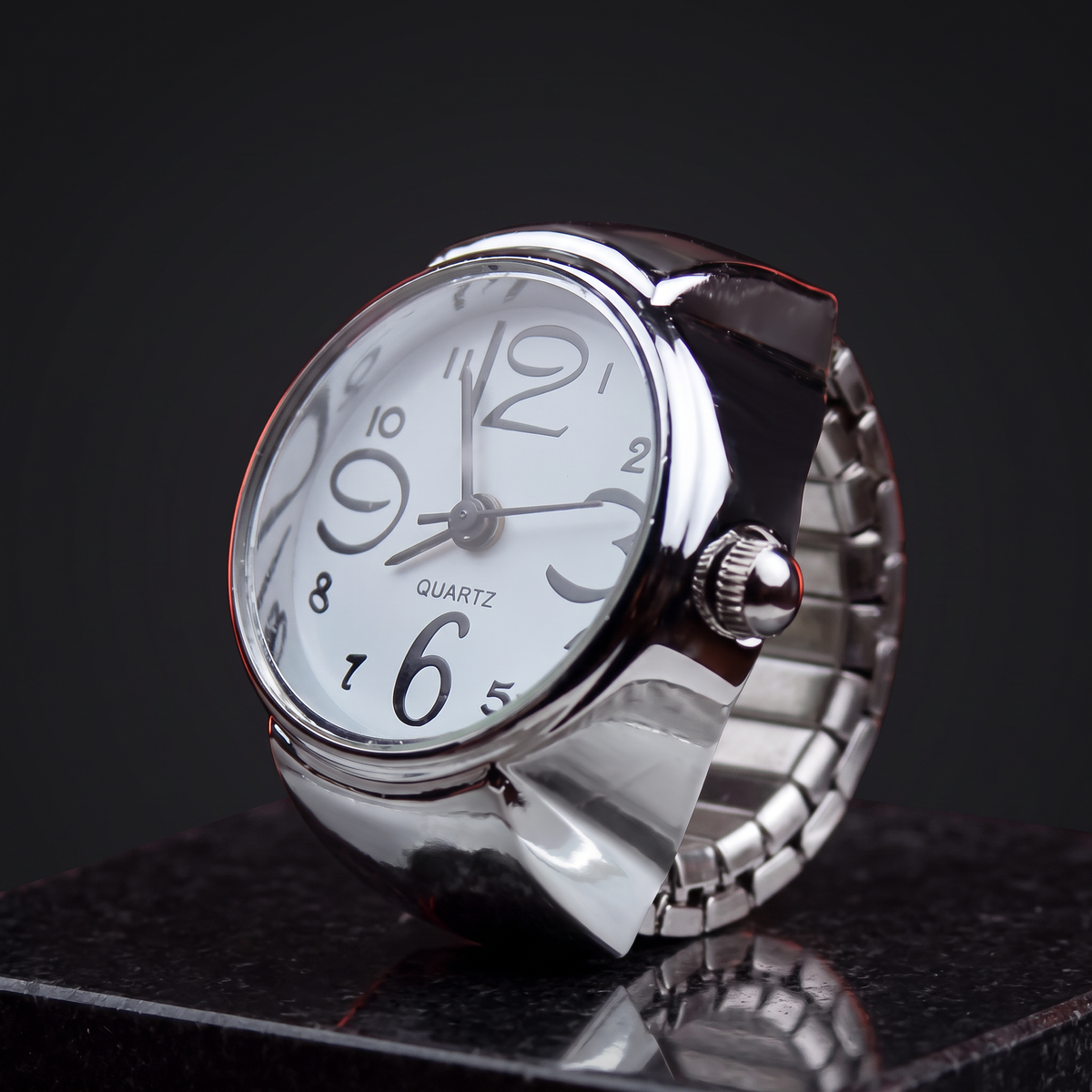 Retro Watch Ring - Pop White