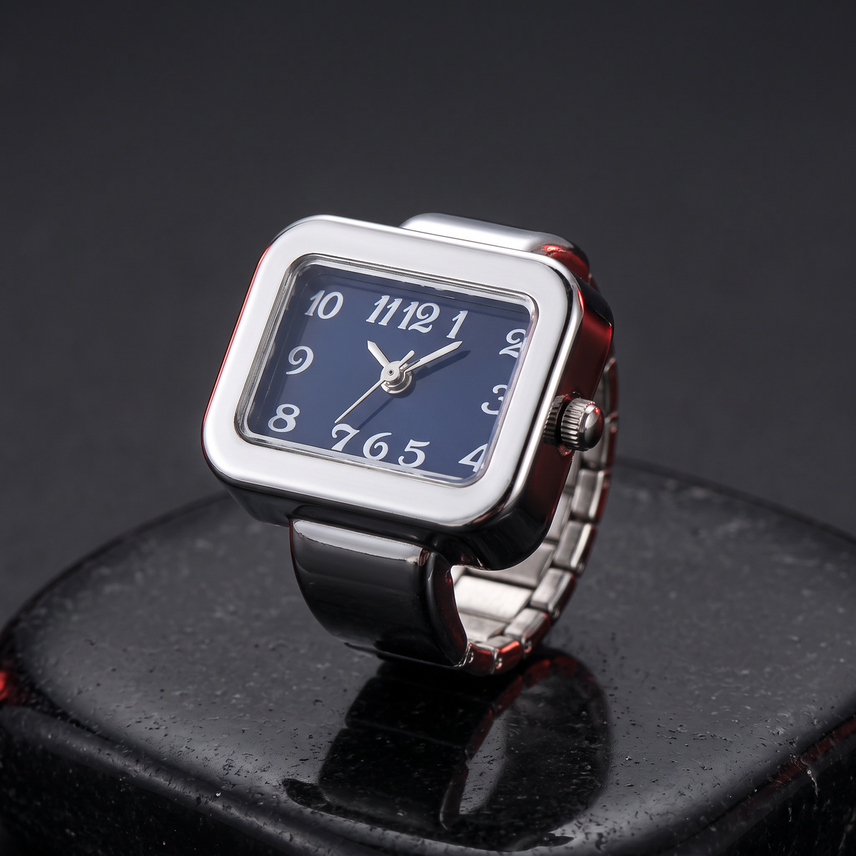 Retro Watch Ring - Mini Square Navy