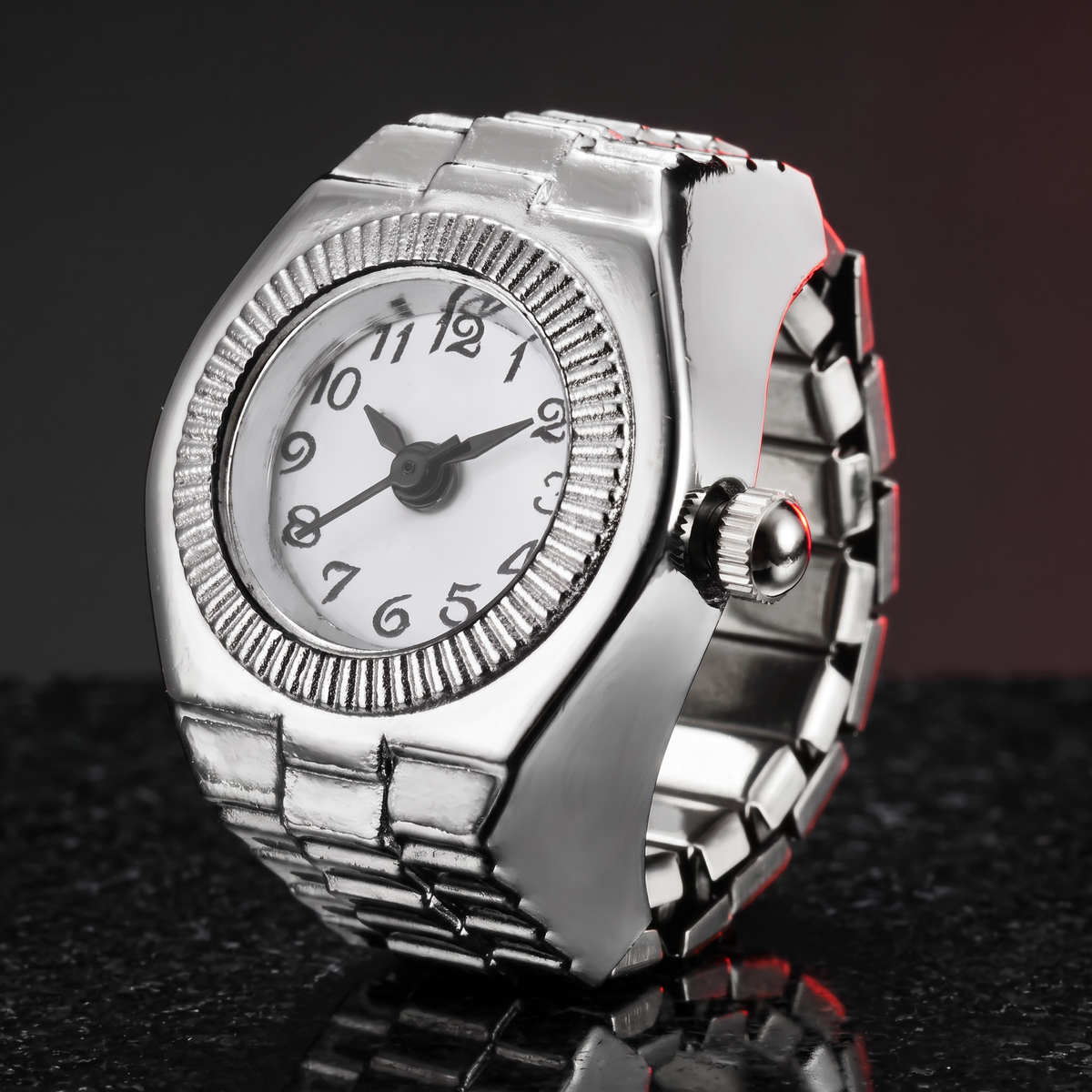 Retro Watch Ring - Link White
