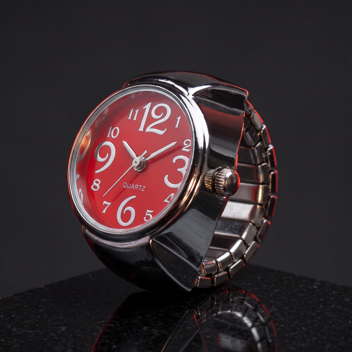 Retro Watch Ring - Pop Red