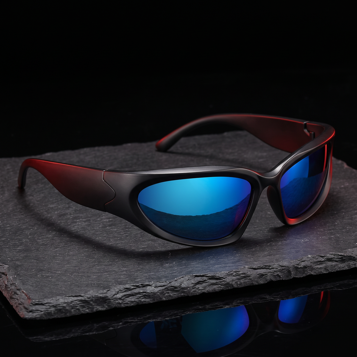 Y2K Shield Wrap Sunglasses - Ice Blue