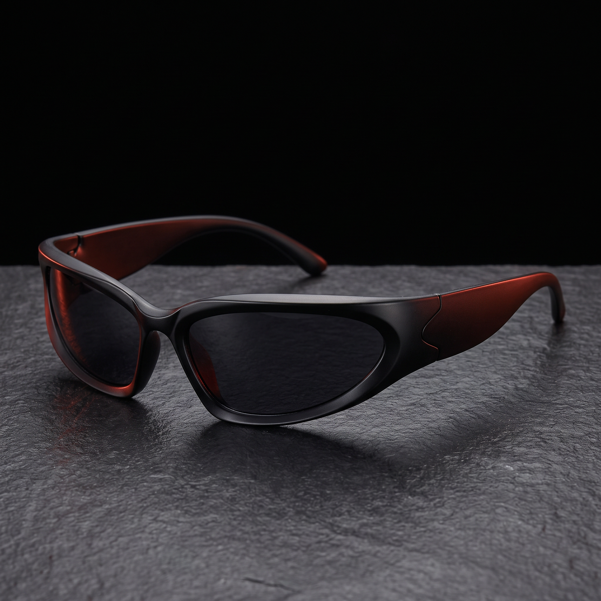 Y2K Shield Wrap Sunglasses - Stealth Black