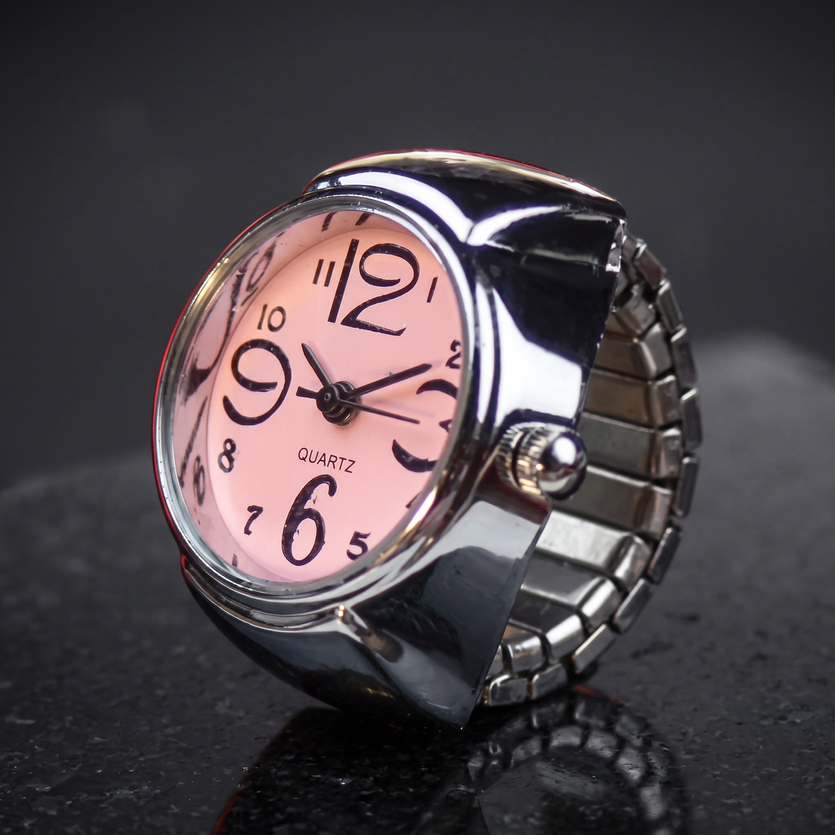 Retro Watch Ring - Pop Pink