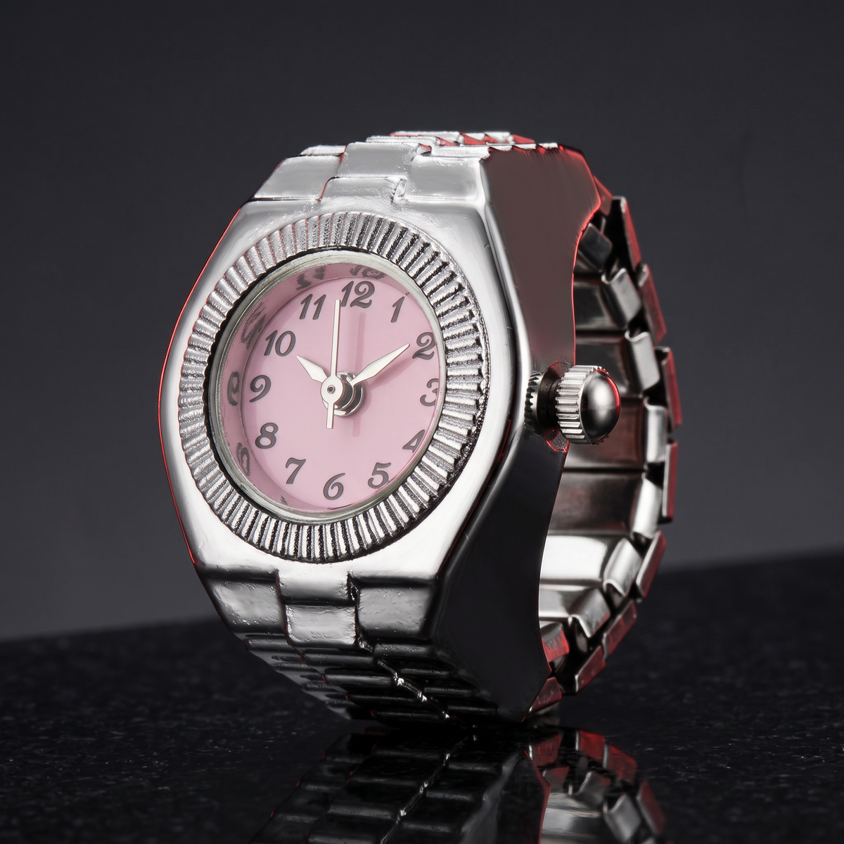 Retro Watch Ring - Link Pink