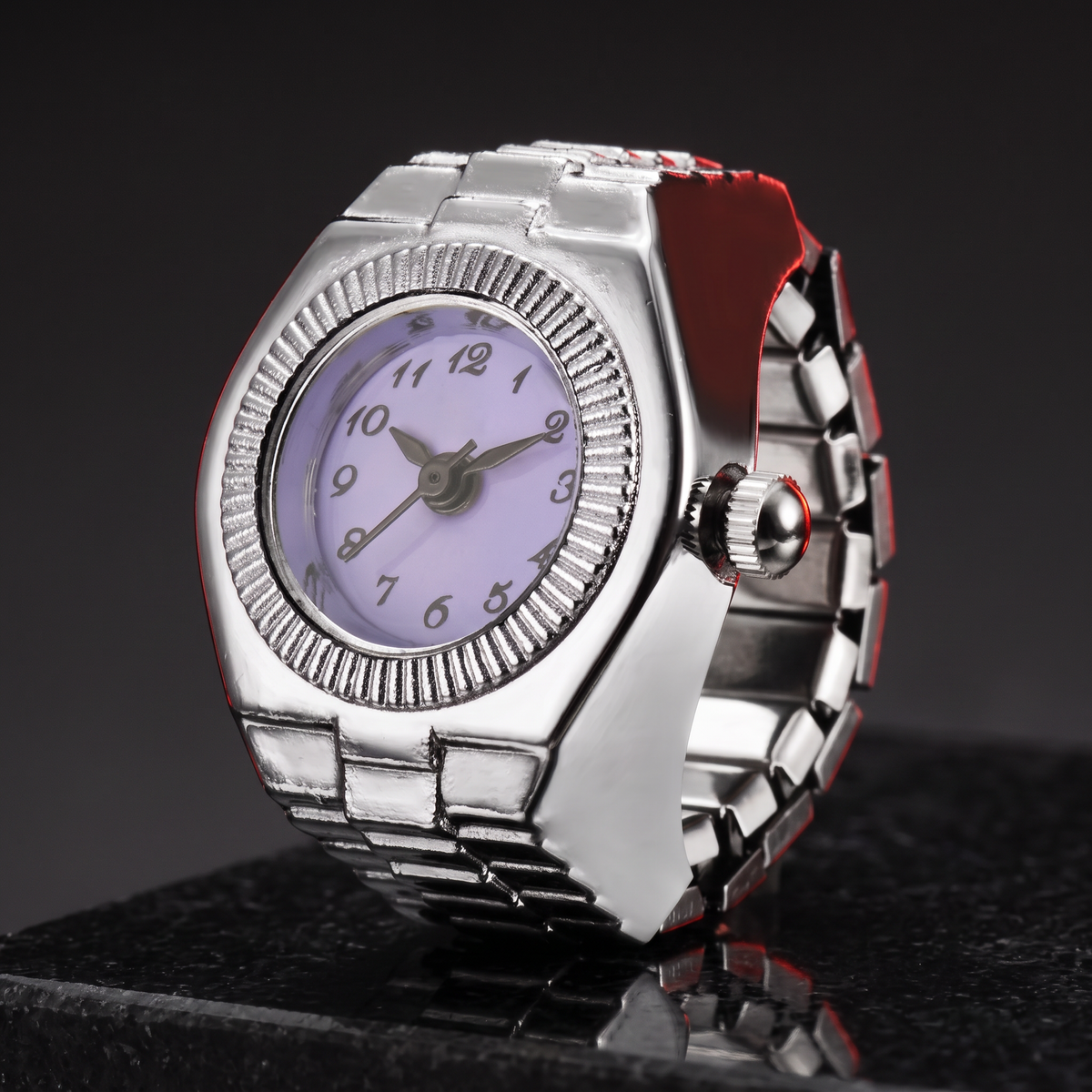 Retro Watch Ring - Link Lavender