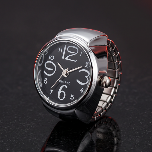 Retro Watch Ring - Pop Black