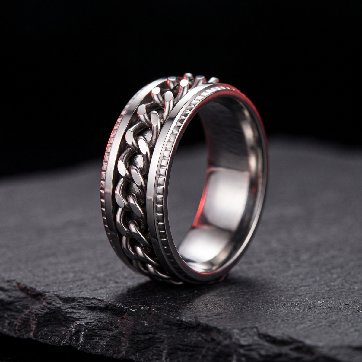 Chain Spinner Ring - Full Silver