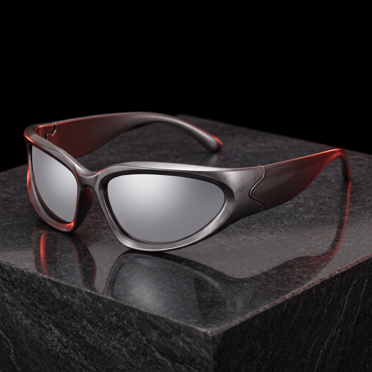 Y2K Shield Wrap Sunglasses - Gunmetal