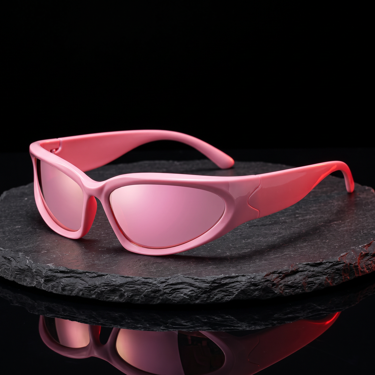 Y2K Shield Wrap Sunglasses - Bubblegum Pink